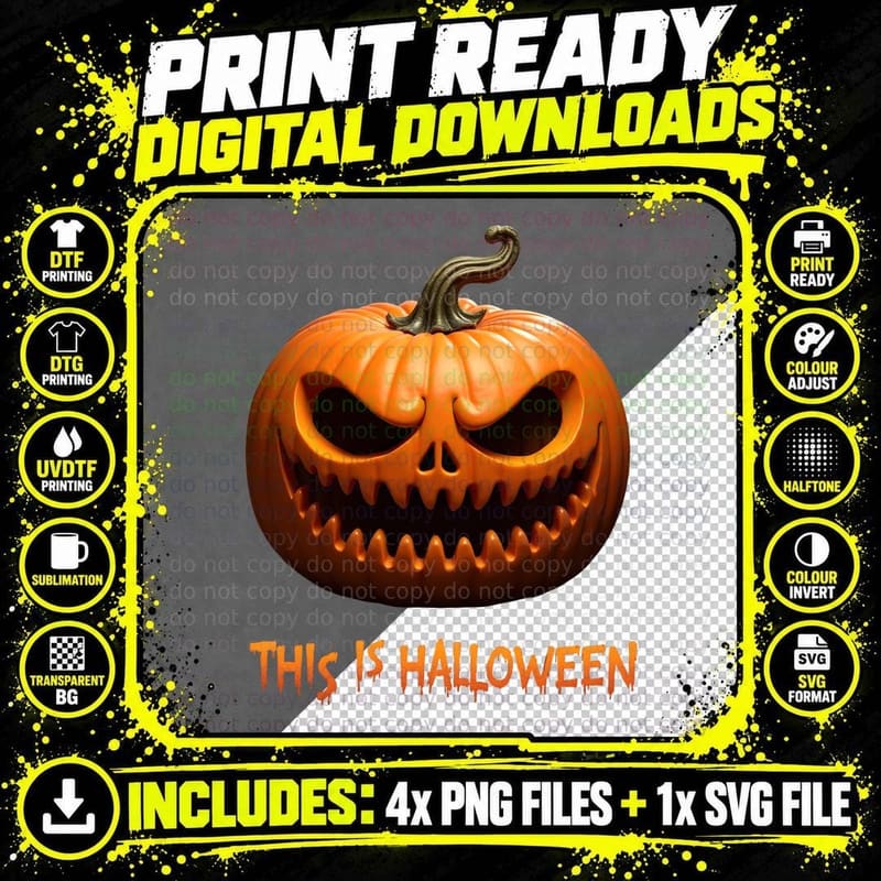 This Is Halloween Jack-O-Lantern T-Shirt Png SVG Digital Bundle