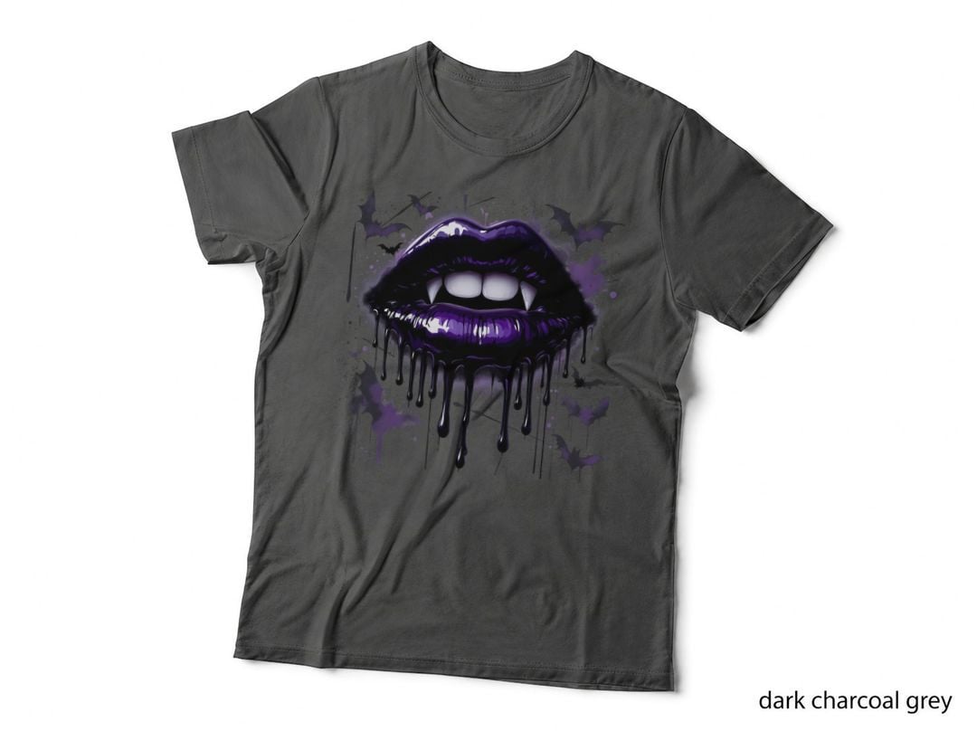Vampire Lips Purple Gothic Aesthetic Horror Dripping Halloween T-Shirt