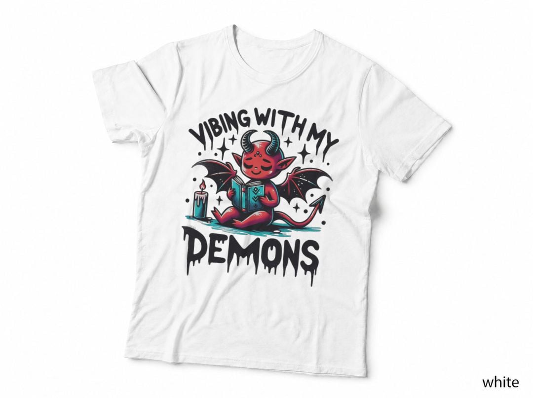 Vibing with My Demons Reading a Book, Gift Idea, Warm Cozy, Gift T-Shirt