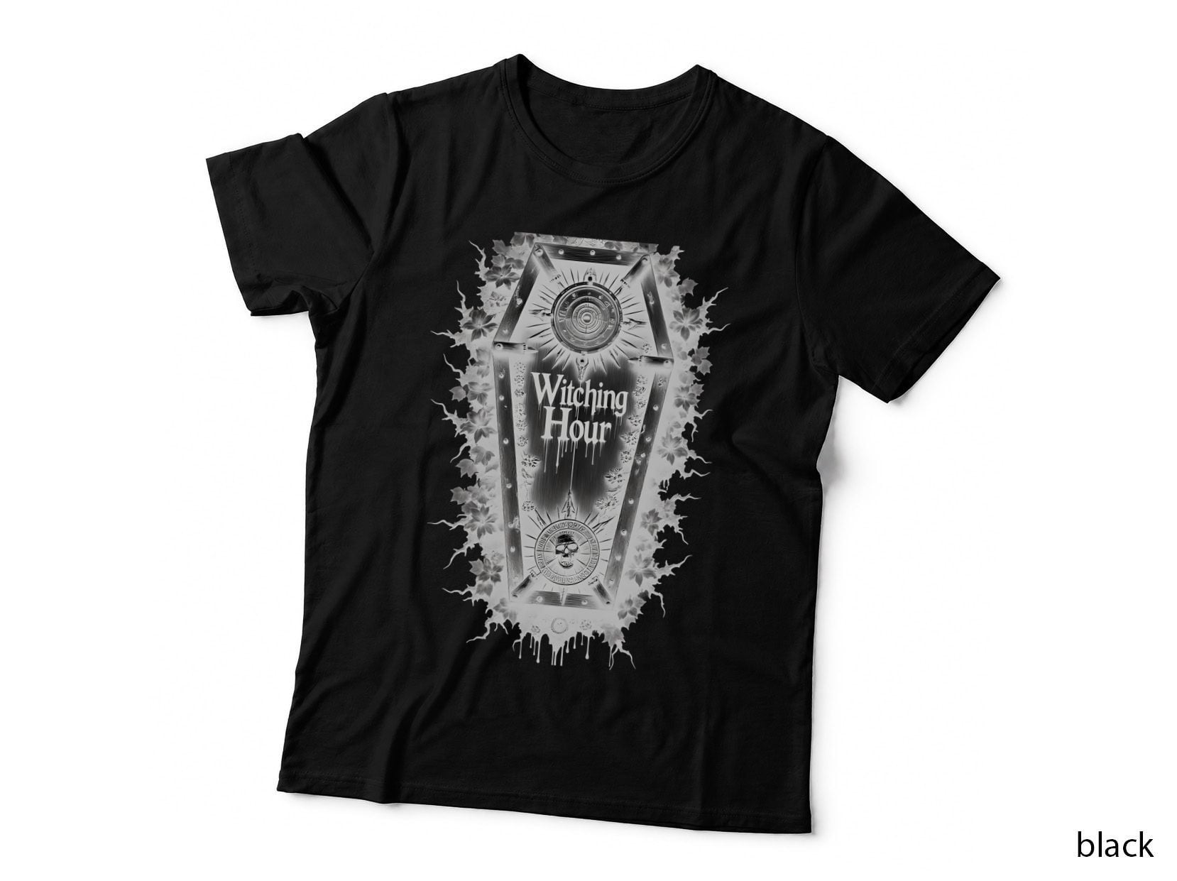 Witching Hour Coffin Occult Symbol Goth Emo Dark Art Aesthetic Gothic T-Shirt