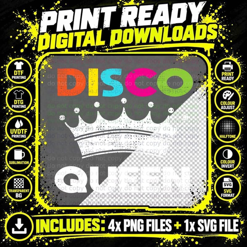 70s Disco Queen Dancing Party Costume Easy Halloween Png SVG Digital Bundle