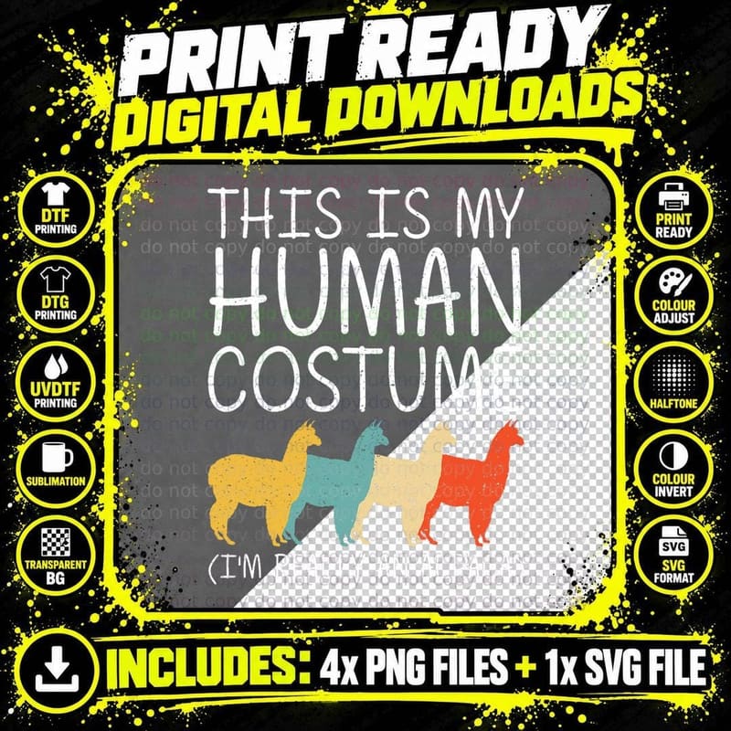 Alpaca Halloween Human Costume Vicuna Llama Easy DIY Png SVG Digital Bundle