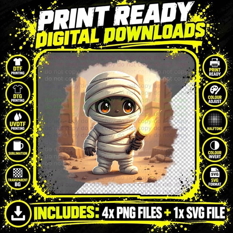 Ancient Mummy Shirt, Funny Halloween Spooky Creature Png SVG Digital Bundle