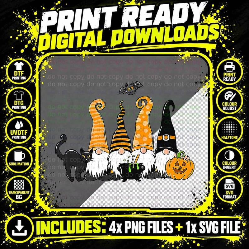 Autumn Halloween Gnomes Cute Autumn Pumpkin Fall Holiday Png SVG Digital Bundle
