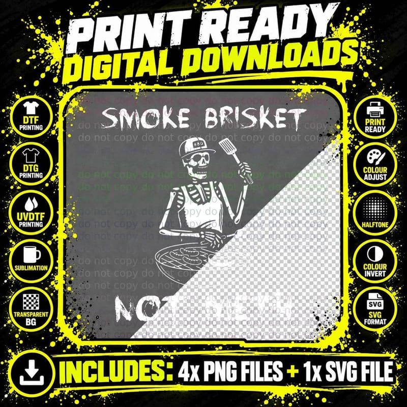 BBQ Skeleton Smoke Brisket Not Meth Grilling Master Png SVG Digital Bundle