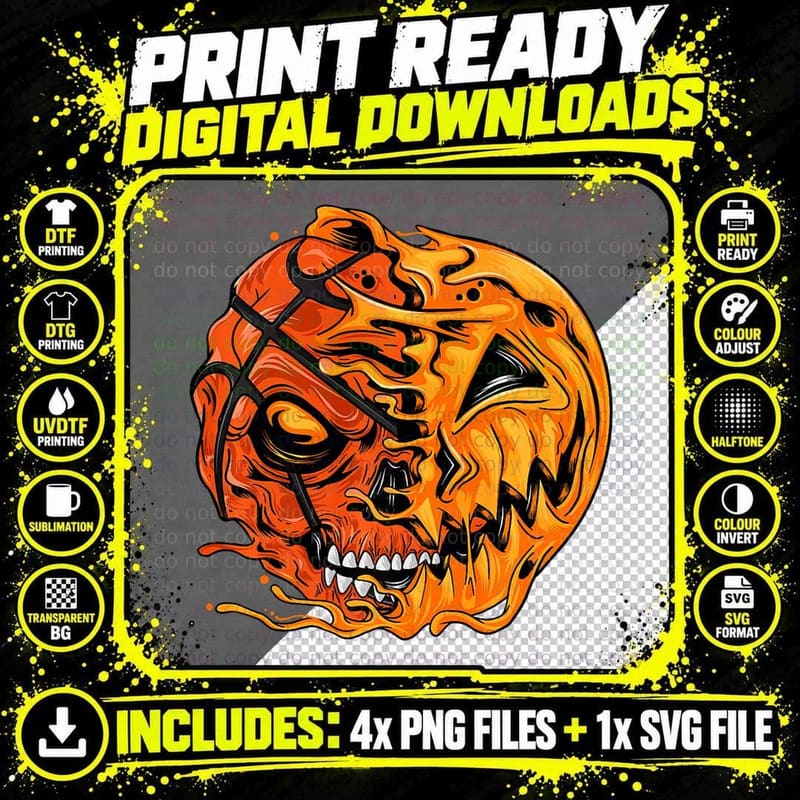 Basketball Player Halloween Pumpkin Boys Basketball Png SVG Digital Bundle