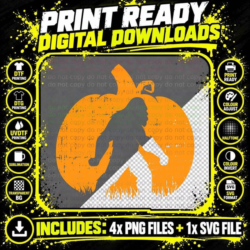 Bigfoot Pumpkin Halloween Costume Sasquatch Men Women Png SVG Digital Bundle