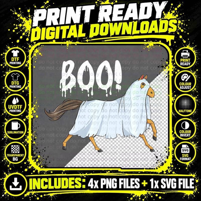Boo - Halloween Horse Horses Horseback Riding Equestrian Png SVG Digital Bundle