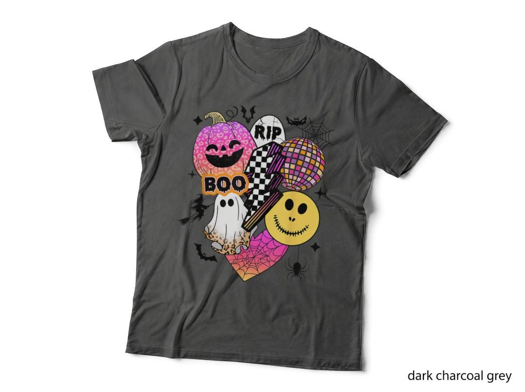 Boo Pumpkin Smile Face Disco Retro Groovy Halloween Costume T-Shirt