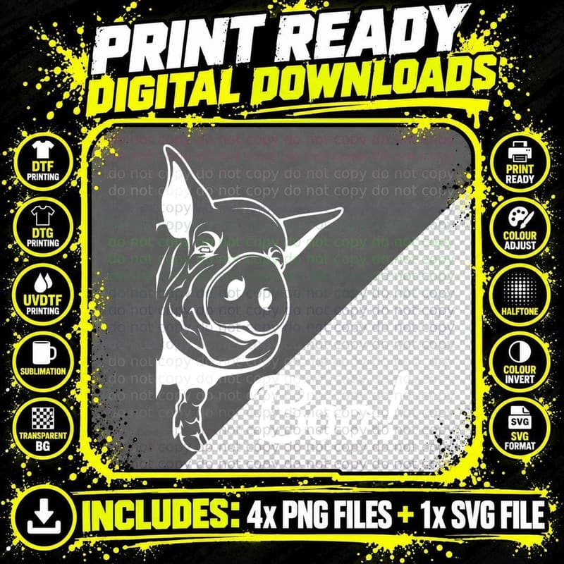 Boo! Funny Pig Lovers Shirt Hiding Peekaboo Halloween Png SVG Digital Bundle