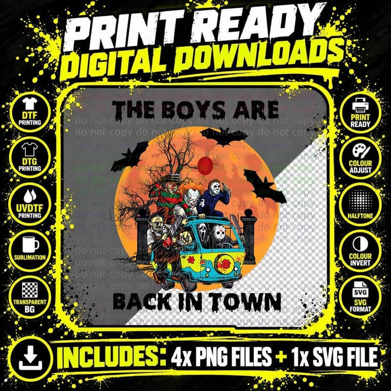 Boys Are Back in Town Halloween Horror Movies T-Shirt Png SVG Digital Bundle