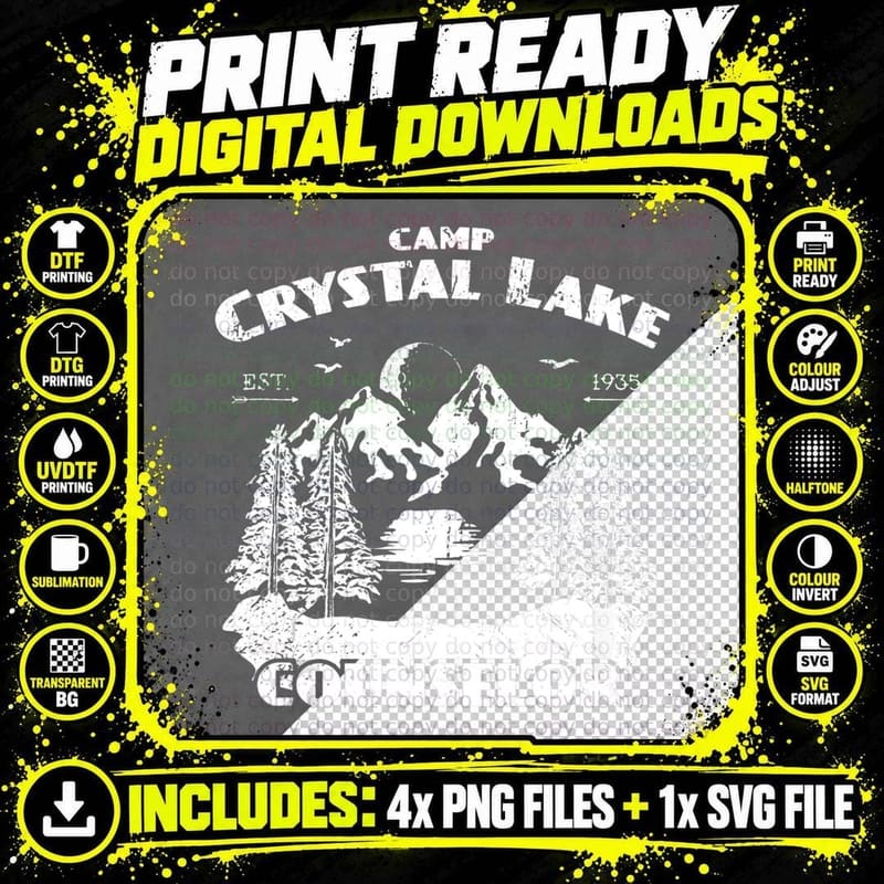Camp Camping Crystal Lake Counselor Vintage Horror Png SVG Digital Bundle