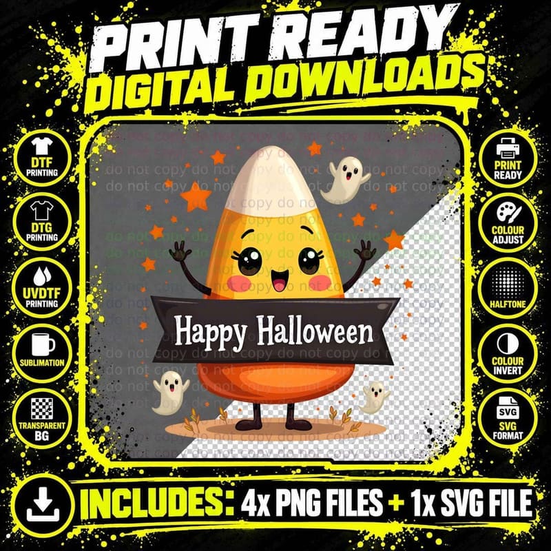 Candy Corn Halloween Tee, Cute Spooky Treat for Kids Png SVG Digital Bundle