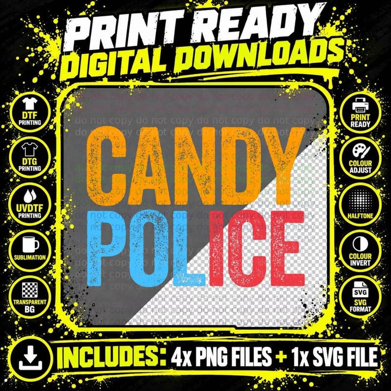 Candy Police T-Shirt Halloween Costume Shirt T-Shirt Png SVG Digital Bundle