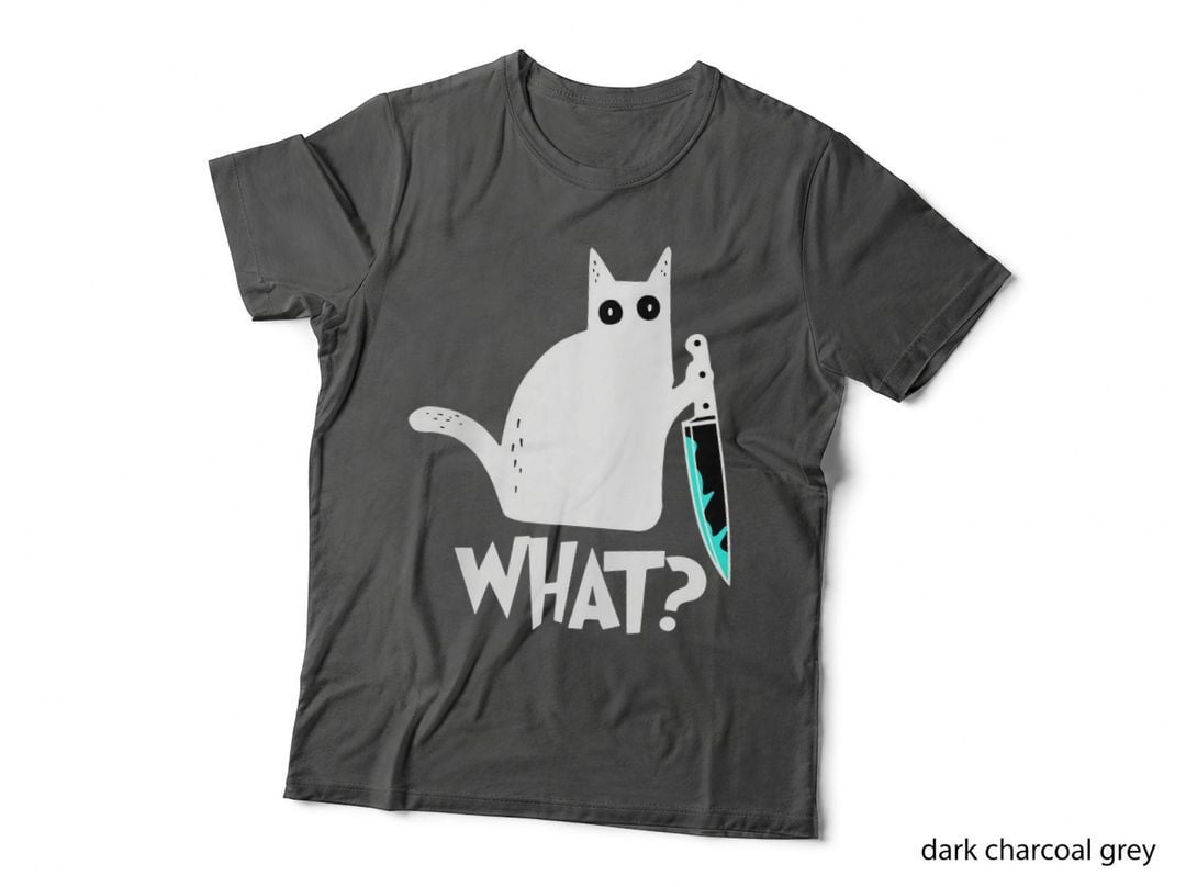 Cat What Murderous Black Cat, with Knife Halloween Gift T-Shirt