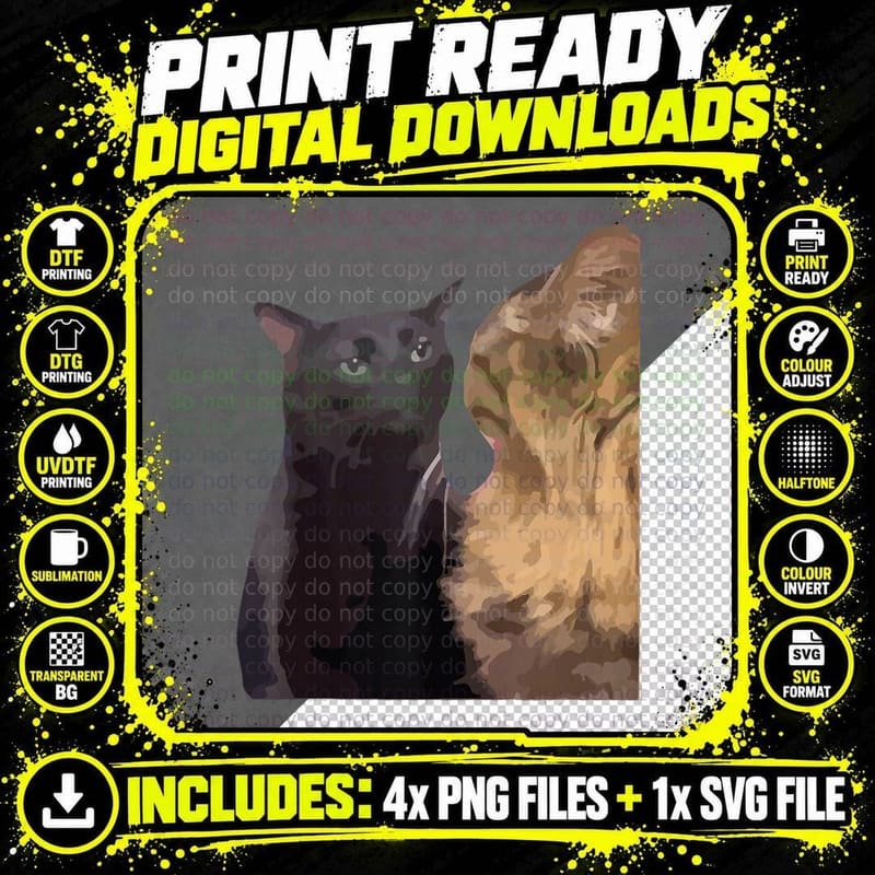 Cat Zoning Out Meme, Popular Internet Meme CAT DAY Png SVG Digital Bundle