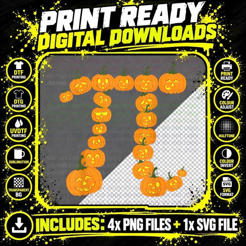 Cool Halloween Pumpkin Pi Symbol Math Lover Gift T-Shirt Png SVG Digital Bundle
