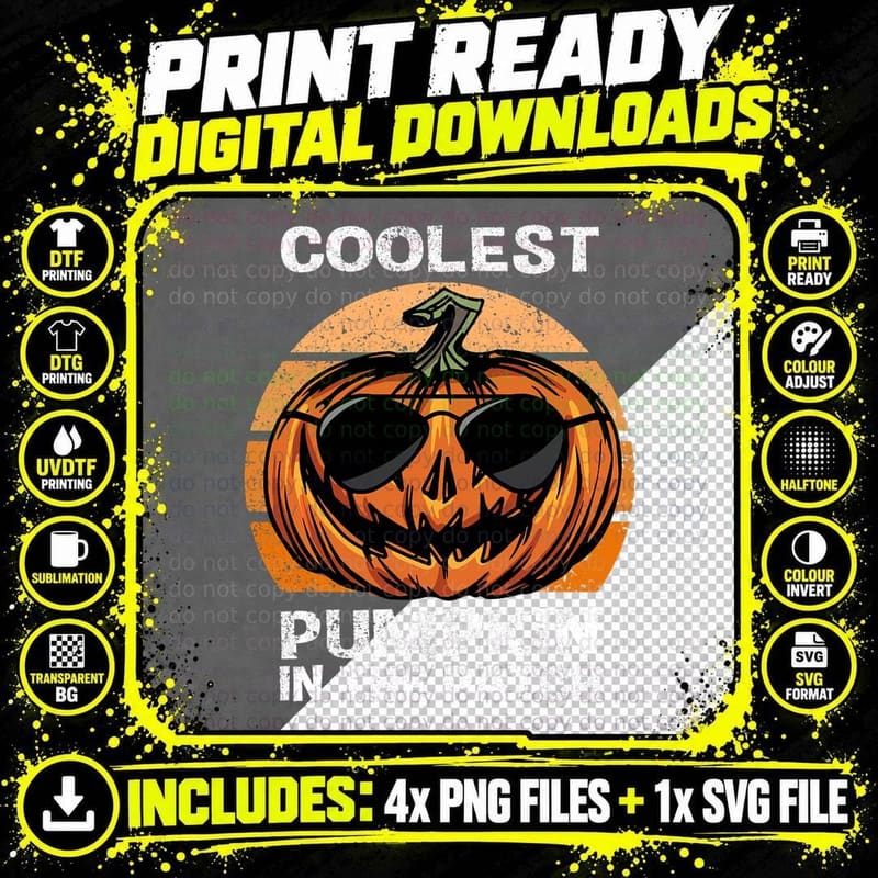 Coolest Pumpkin in the Patch Pumpkin Jackolatern Png SVG Digital Bundle