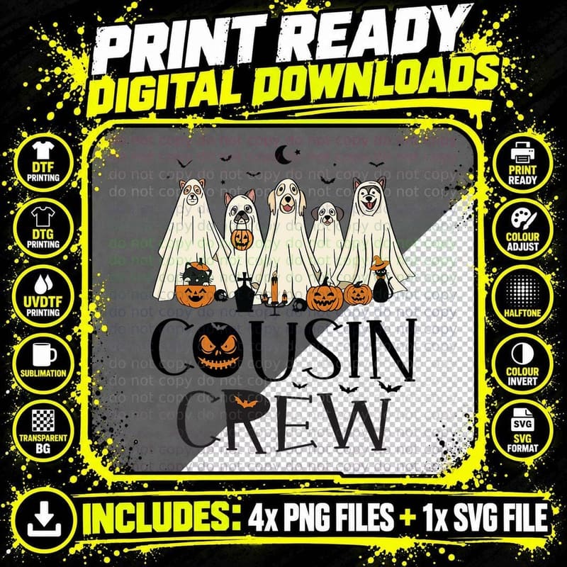 Cousin Squad Boo Boo Cousin Crew Funny Ghost Dog Png SVG Digital Bundle