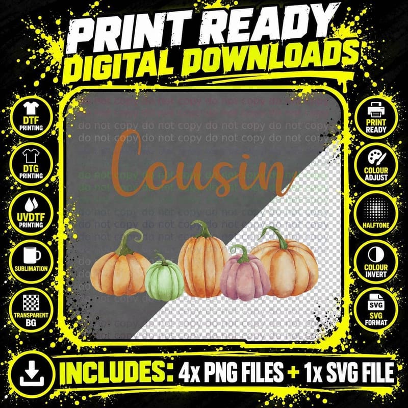 Cousin of Little Pumpkin First Birthday Autumn Pumpkin Png SVG Digital Bundle