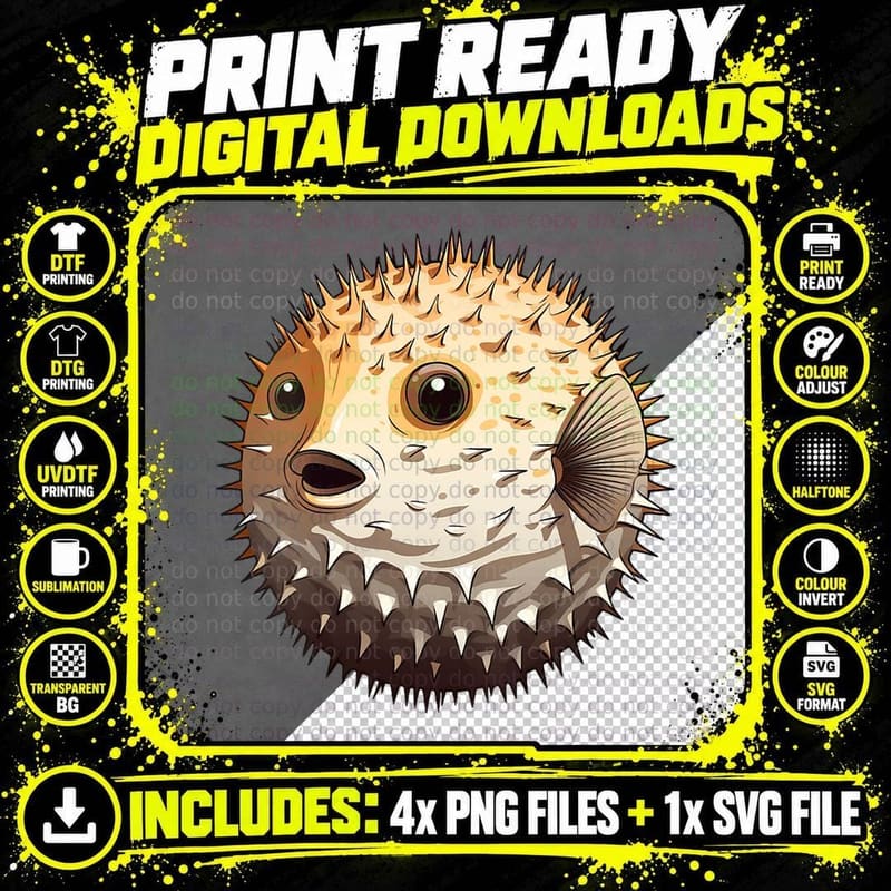 Cute Blowfish Easy Halloween Puffer Fish Costume Png SVG Digital Bundle