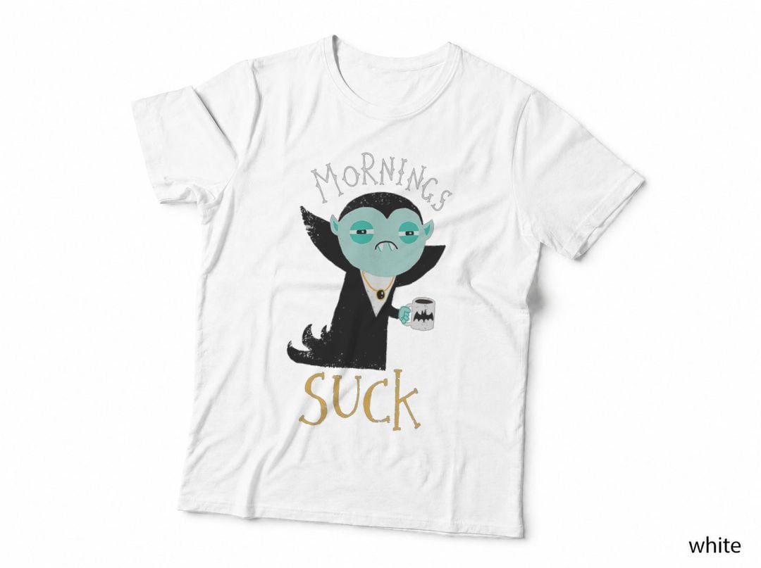 Cute Dracula Vampire Morning Suck Coffee Halloween Costume T-Shirt