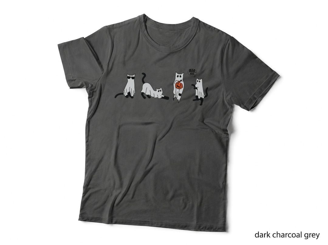 Cute Ghost Cat Funny Halloween Outfit Costumes Men Ghost T-Shirt