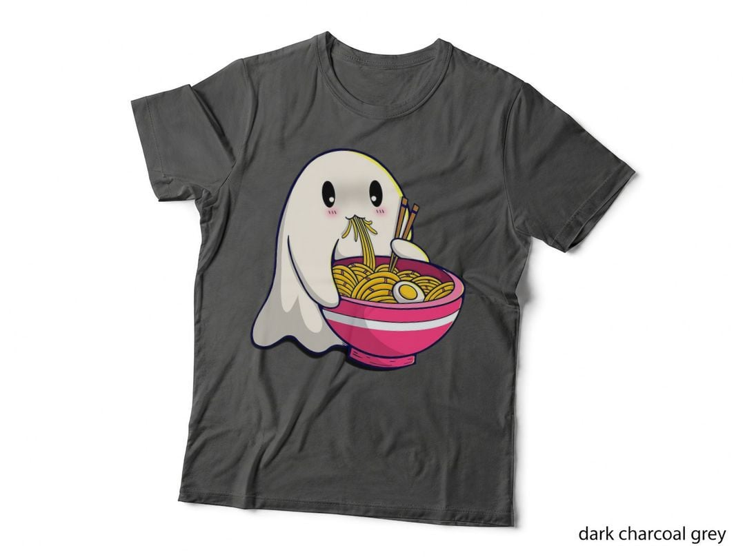 Cute Ghost Eating Ramen Halloween Costume Spooky Night Japan T-Shirt