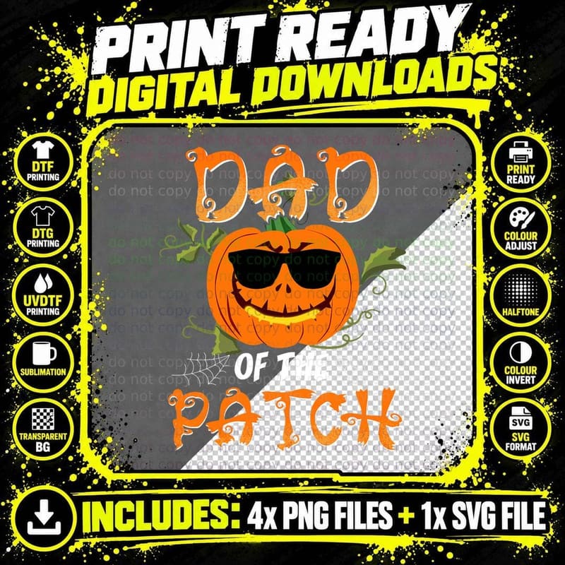 Dad of the Patch Pumpkin Family Halloween for Daddy Png SVG Digital Bundle