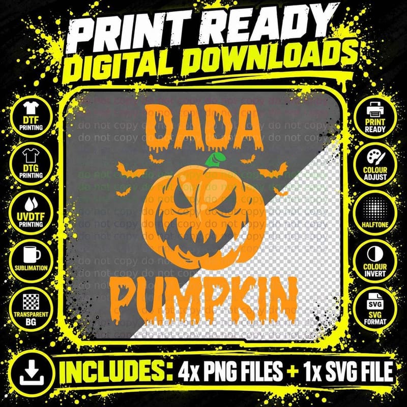 Dada Pumpkin Matching Family Halloween T-Shirt Png SVG Digital Bundle