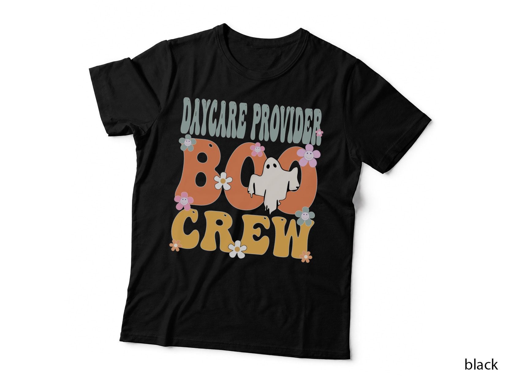 Daycare Provider Boo Crew Ghost Groovy Halloween for Women T-Shirt