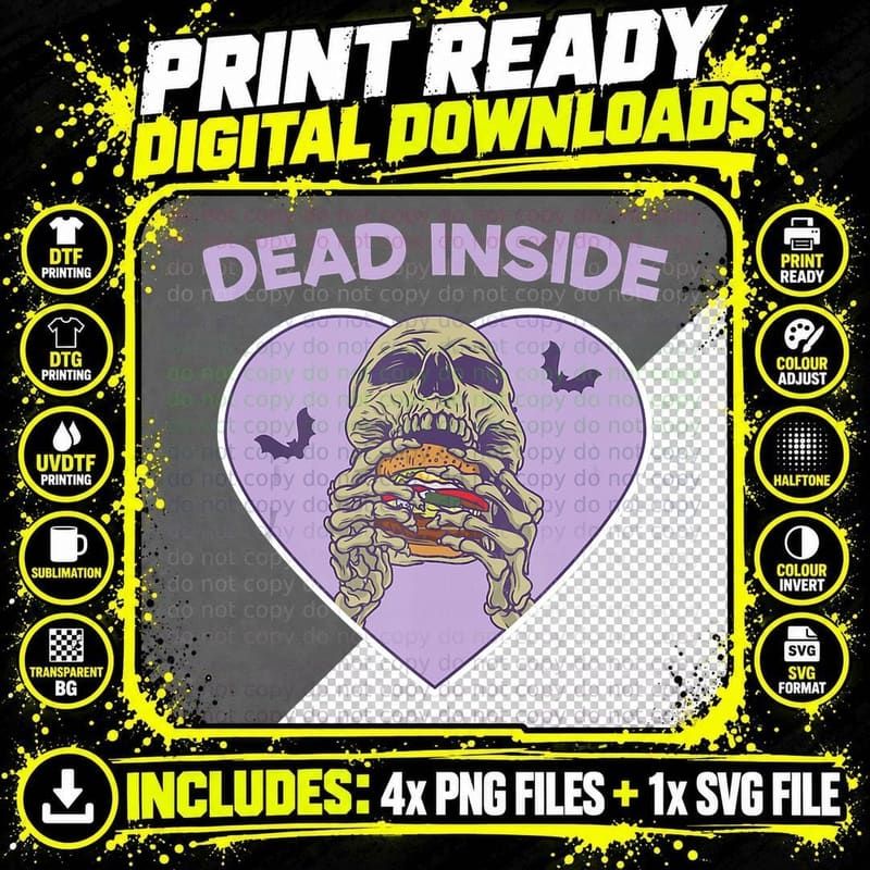 Dead Inside Skeleton Yami Kawaii Mental Illness Menhera Png SVG Digital Bundle
