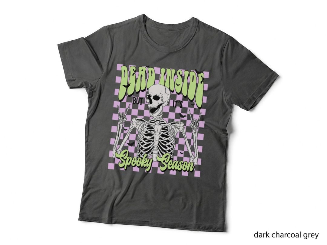 Dead Inside but It's Spooky Season Retro Halloween Skeleton T-Shirt
