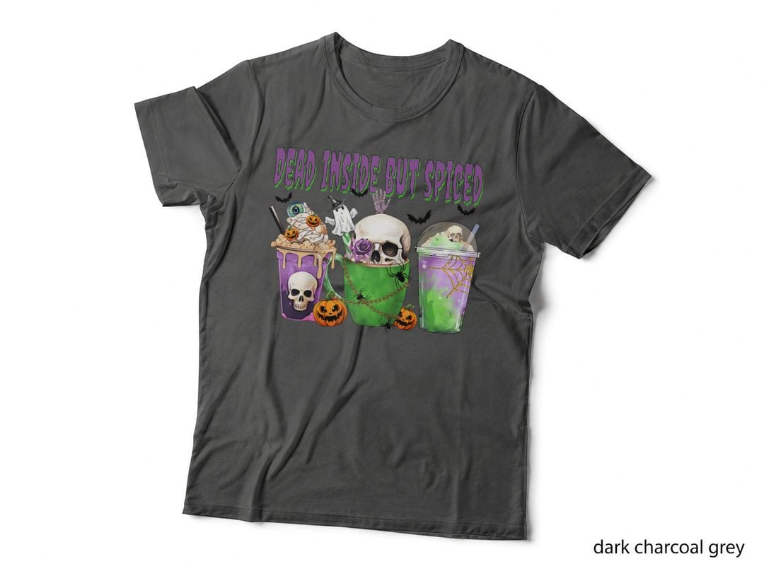 Dead Inside but Spiced Funny Halloween Coffee Design T-Shirt