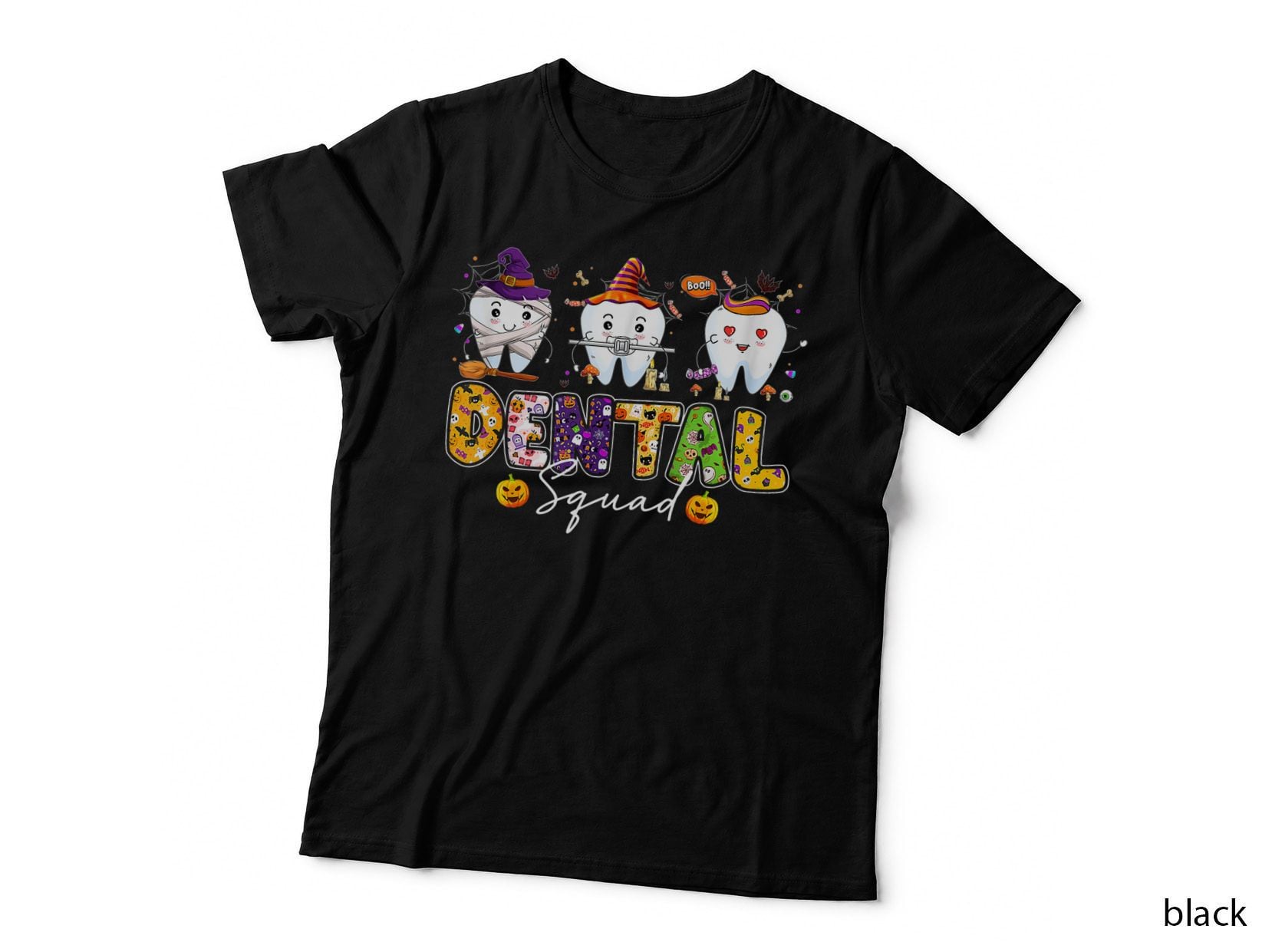 Dental Halloween Dental Squad Witch Teeth Dentist Pumpkin T-Shirt