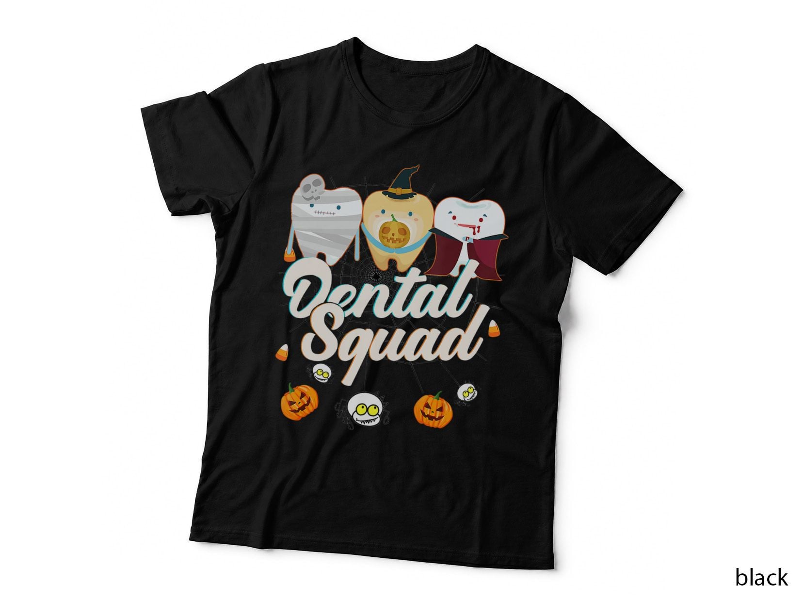 Dental Squad Dentist Halloween Costume Ghost Pumpkin Teeth T-Shirt