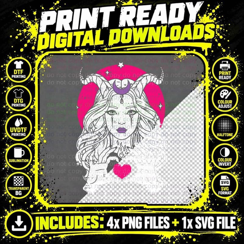 Devil Girl Lazy Halloween Costume Witch-Craft Wiccan Png SVG Digital Bundle