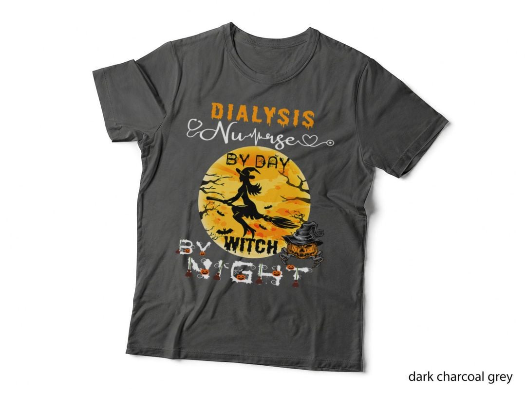 Dialysis Nurse by Day Witch by Night Halloween Nephrology T-Shirt
