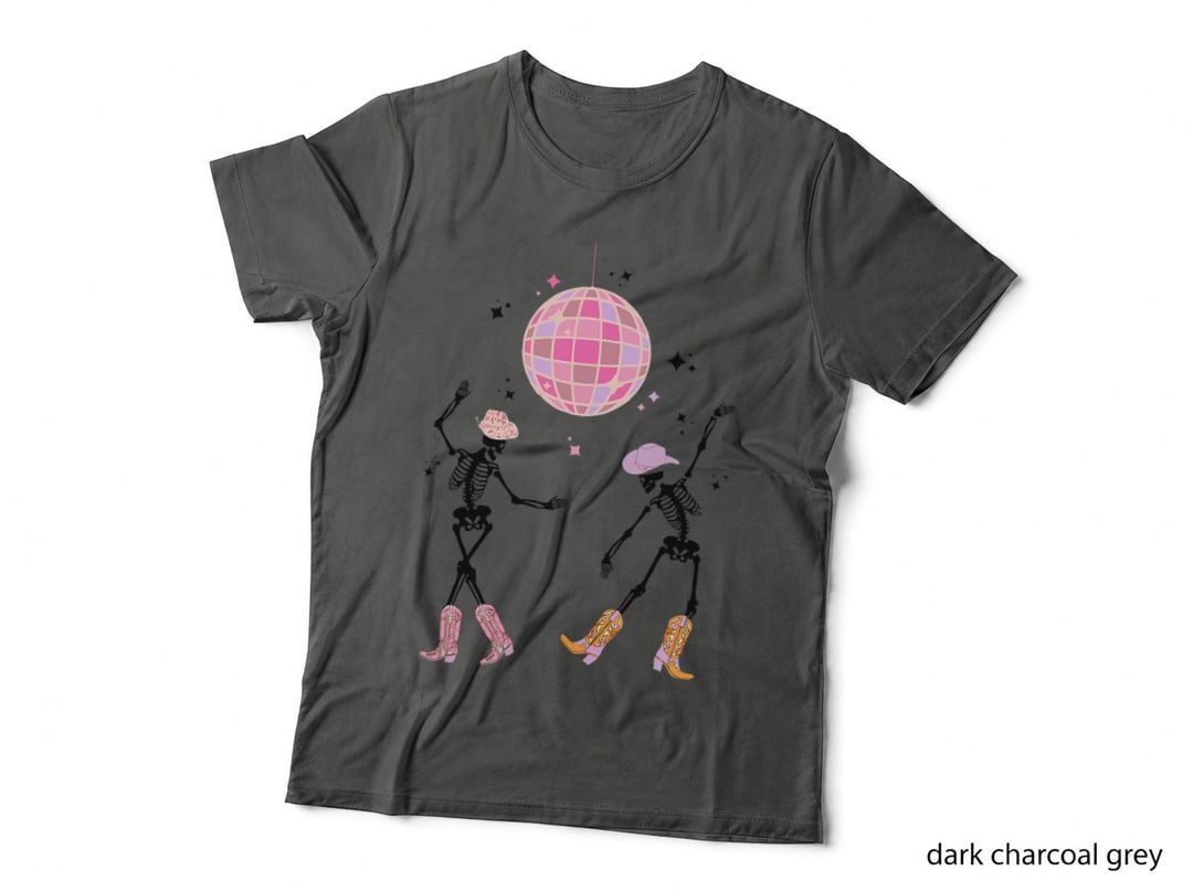 Disco Cowgirl Bachelorette Dancing Skeleton T-Shirt