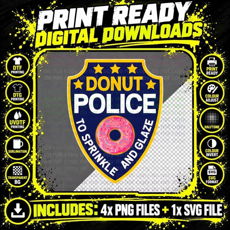 Donut Police FUNNY Doughnut Sprinkles Cheap Halloween Png SVG Digital Bundle