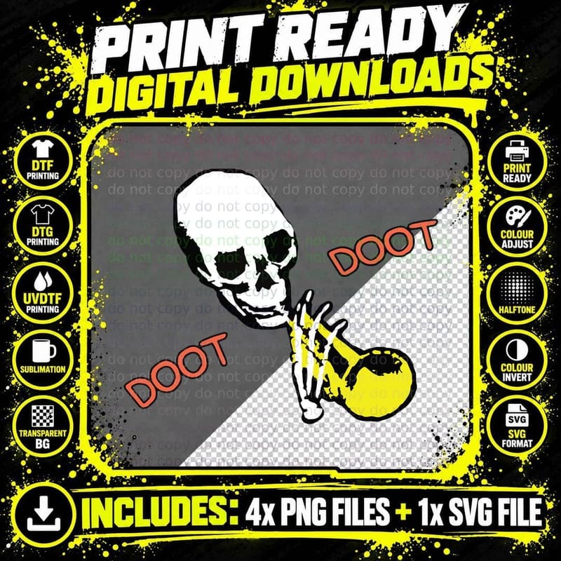 Doot Skeleton Meme Halloween Pullover Hoodie Png SVG Digital Bundle