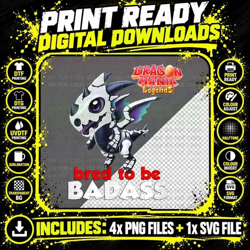 Dragon Mania Legends Skeleton T-Shirt Png SVG Digital Bundle