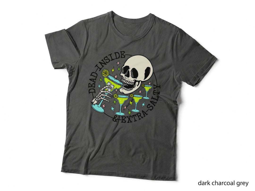 Drinking Summer Dead Inside and Extra Salty Skull Skeleton T-Shirt