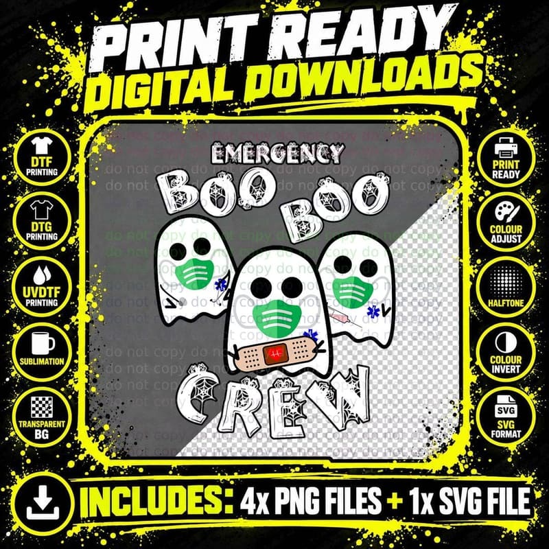 Emergency Boo Boo Crew - Funny Nurse Halloween ER ED Png SVG Digital Bundle