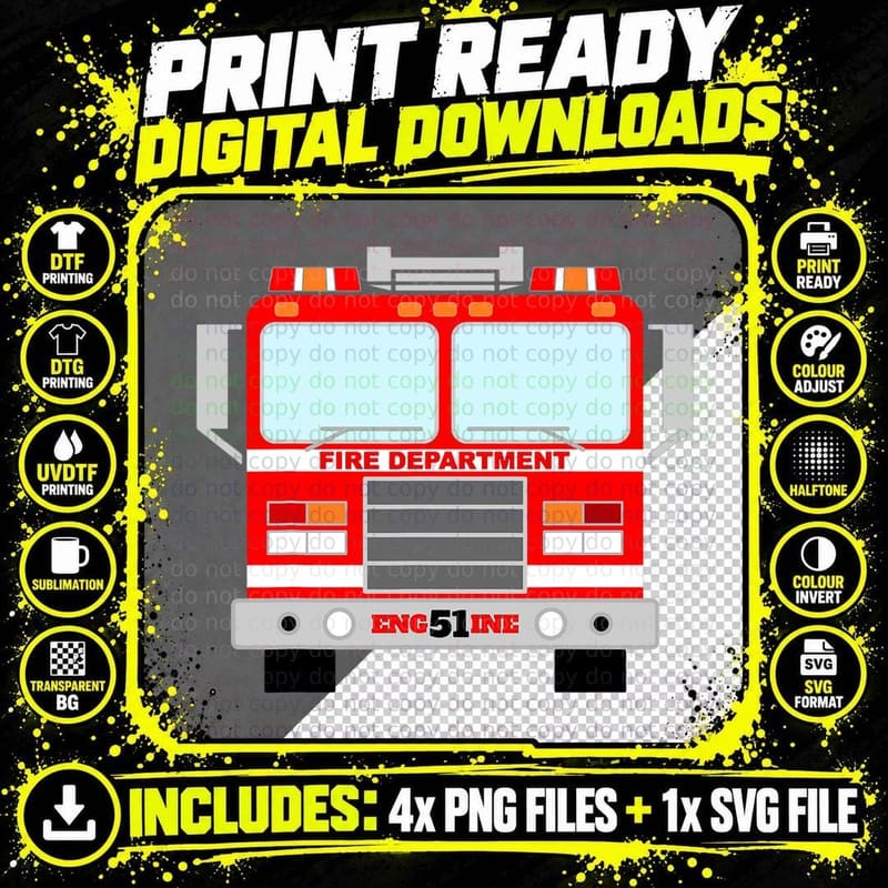 FIRE TRUCK Halloween Costume Pretend I'm a FIRE TRUCK Png SVG Digital Bundle