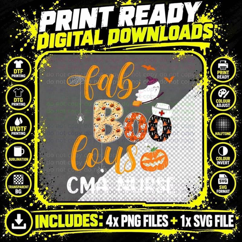 Fabulous Nurse Costume Faboolous CMA Nurse Boo Halloween Png SVG Digital Bundle