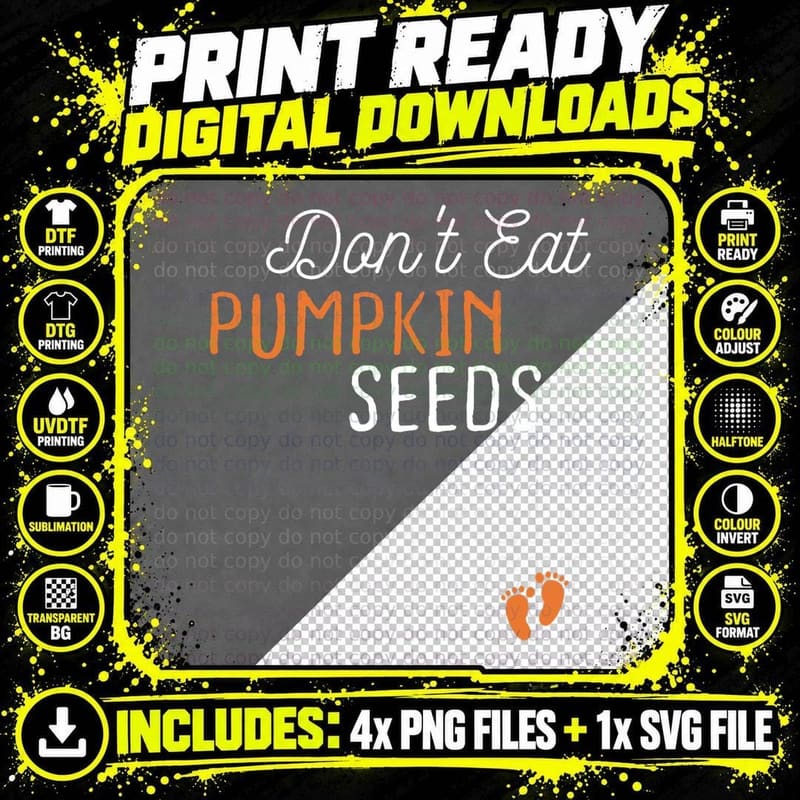 Fall Baby Announcement Pregnancy Don't Eat Pumpkin Seeds Png SVG Digital Bundle