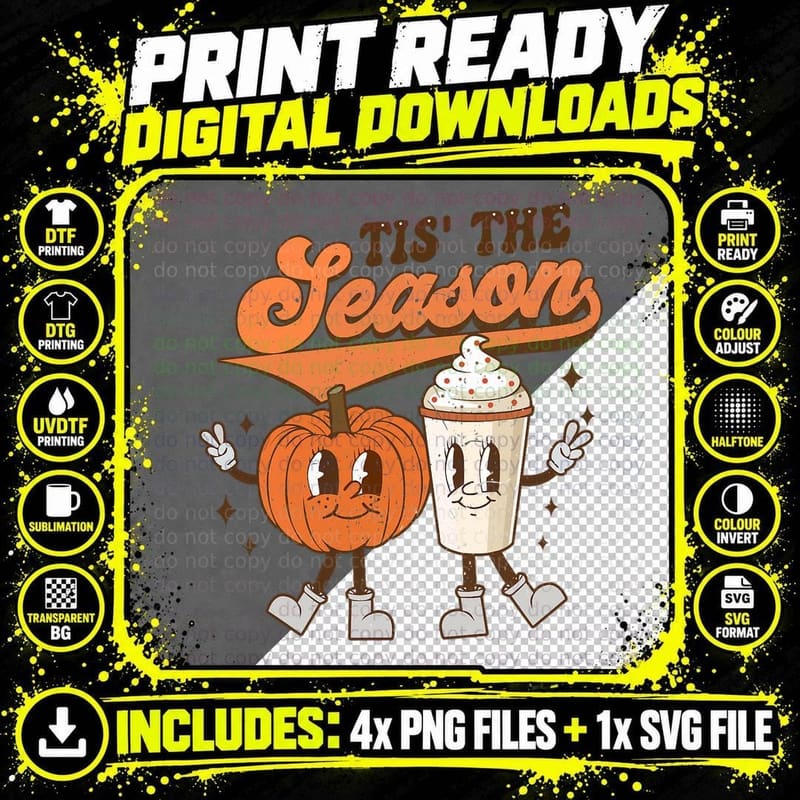 Fall Pumpkin Halloween Costume Tis the Season to Be Png SVG Digital Bundle