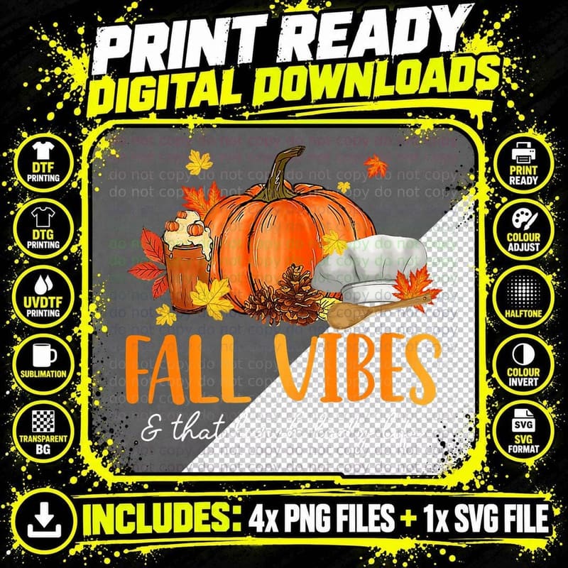 Fall Vibes & That Lunch Lady Life Leopard Pumpkin Season Png SVG Digital Bundle