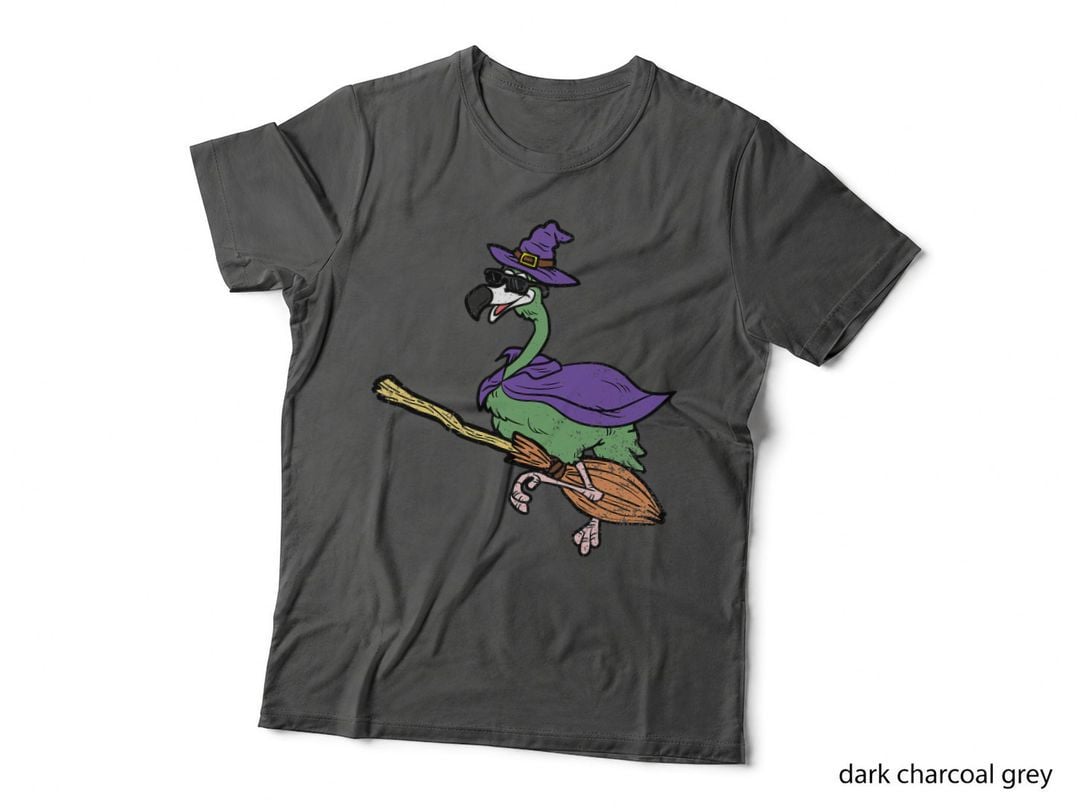 Flamingo Witch Halloween Costume Spooky Funny Animal T-Shirt
